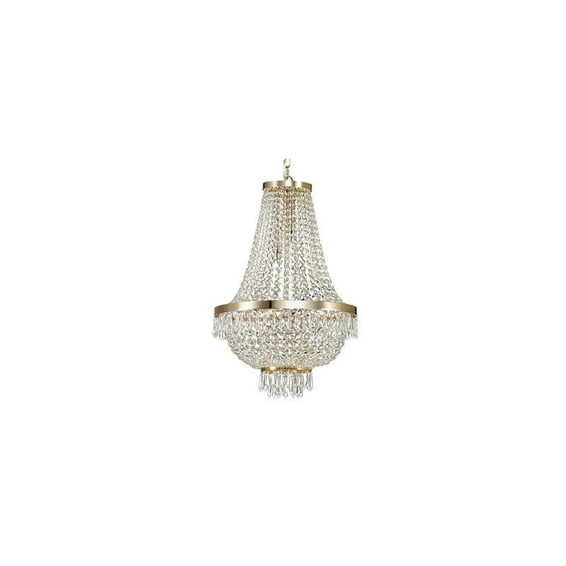 Ideal Lux Lighting - Ideal Lux Caesar - 9 Light Crystal Chandelier Gold Finish, G9