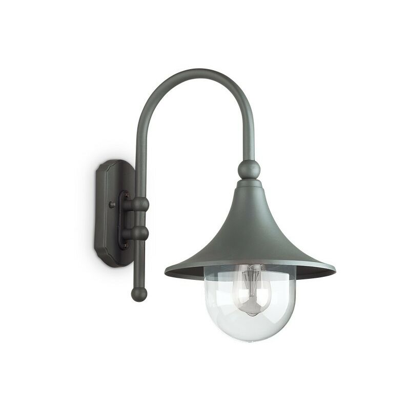 Ideal Lux - cima - Outdoor Dome Wall Lantern 1 Light Anthracite IP43, E27