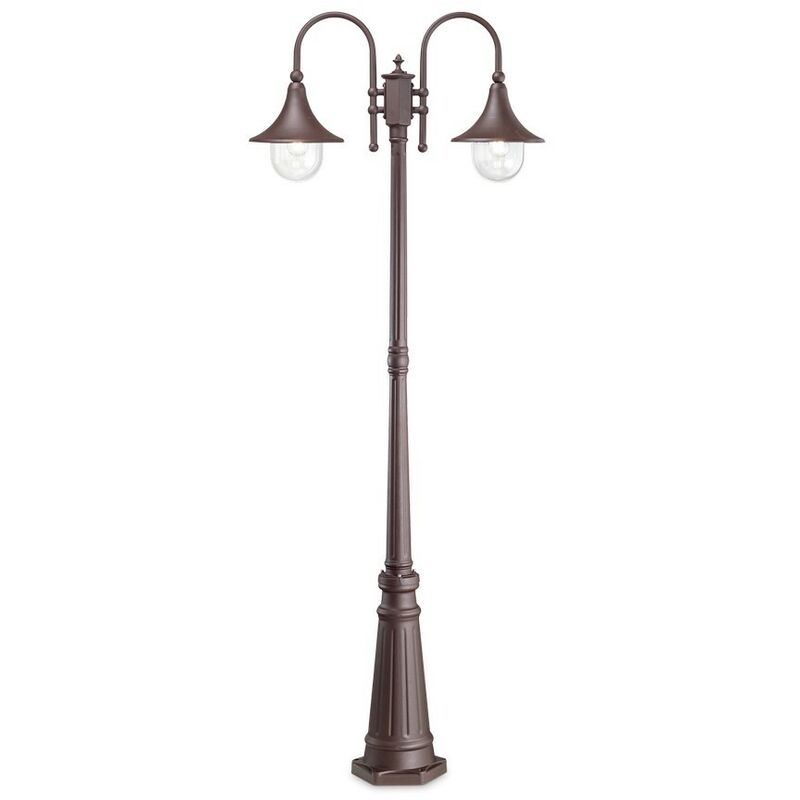 Cima - Outdoor Lamp Post 2 Lights Coffee IP43, E27 - Ideal Lux