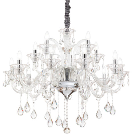 Ideal Lux Colossal - Lustre à 15 ampoules en verre transparent, E14