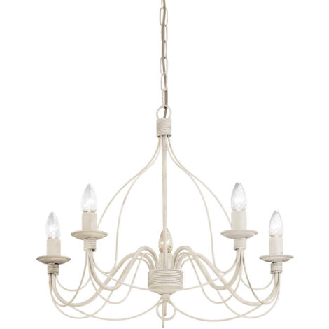 Ideal Lux Corte - 5 Licht Kronleuchter Antik Weiß Finish, E14