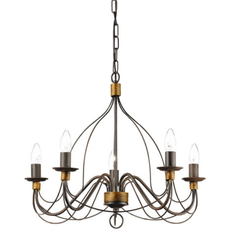Ideal Lux Corte - 5 Light Chandelier Rust Brown Finish, E14
