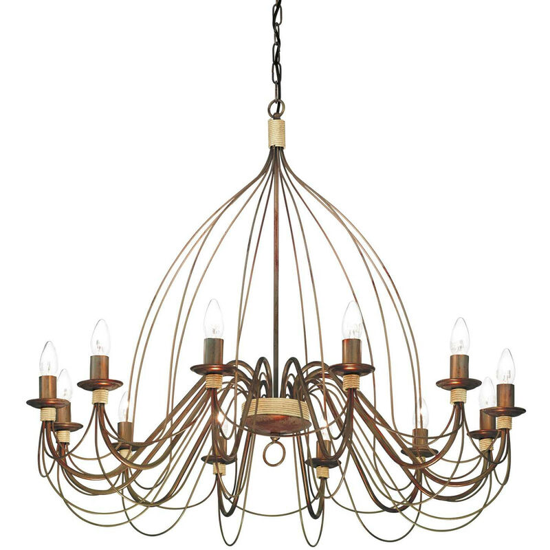 

Ideal Lux Corte - Lámpara de araña de 12 luces con acabado en marrón óxido, E14