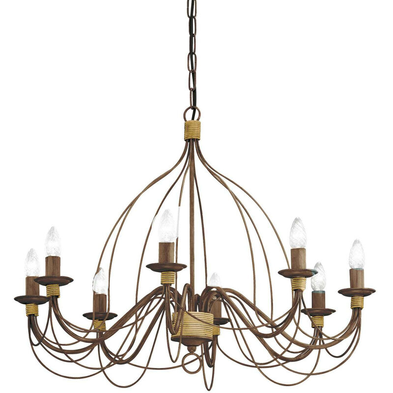 

Ideal Lux Corte - Lámpara de araña de 8 luces con acabado en marrón óxido, E14