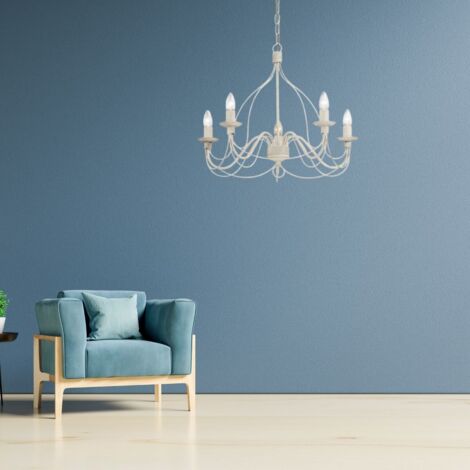 Ideal Lux Corte - Lustre à 5 ampoules au fini blanc antique, E14