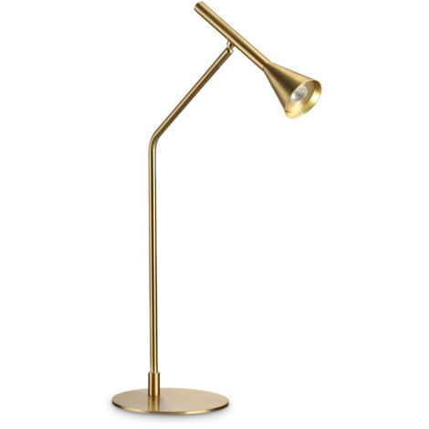 Ideal Lux DIESIS Lampe de table LED intégrée à intensité variable en laiton, interrupteur intégré, 3000K