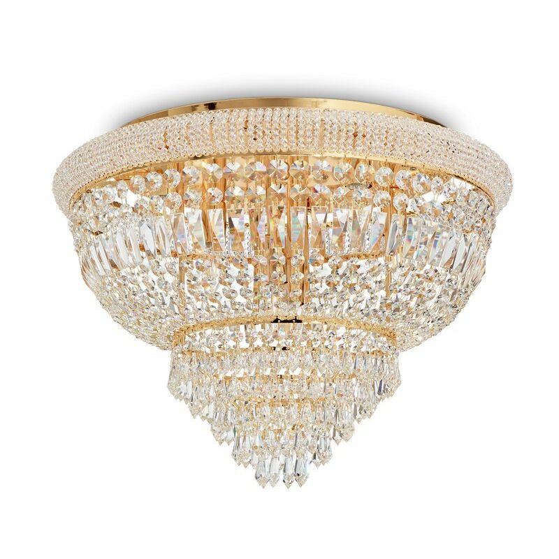 Ideal Lux Lighting - Ideal Lux DUBAI - Indoor 24 Lights Flush Chandelier Ceiling Lamp Gold, E14