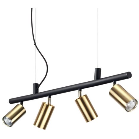Ideal Lux DYNAMITE - Indoor 4 Lichter Spotlight Deckenpendelleuchte Messing Satin, GU10