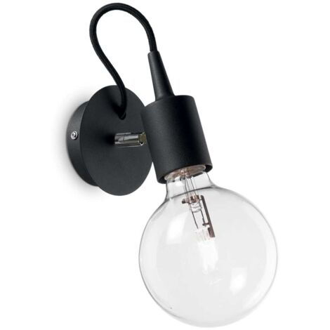 Ideal Lux Edison - Applique murale à 1 ampoule noire, E27