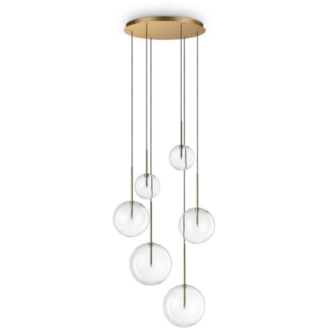 Ideal Lux EQUINOXE Cluster-Deckenleuchte mit 6 Leuchten, Messing