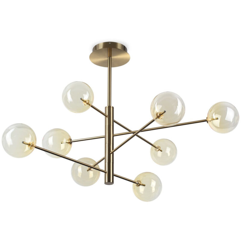 Ideal Lux Gelb Equinoxe Deckenleuchte Mit 8 Lichtern, Mehrarmig, Mit Schirm, Bernstein