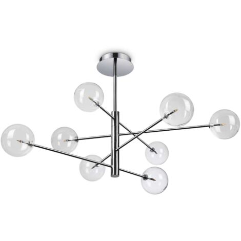 Ideal Lux EQUINOXE Plafonnier semi-affleurant à 8 bras multiples, chrome