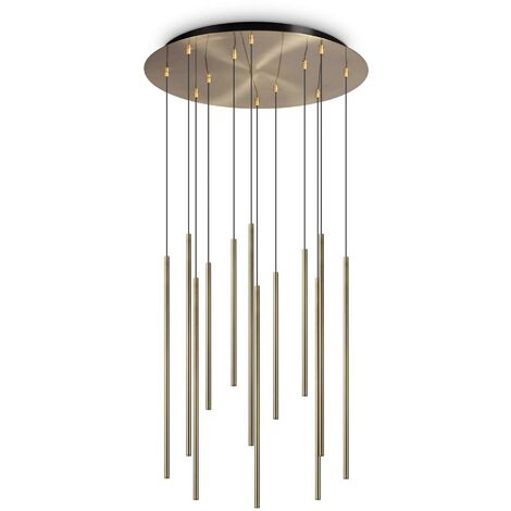 Ideal Lux FILO Plafonnier décoratif à 12 grappes de gouttes en laiton 3000K