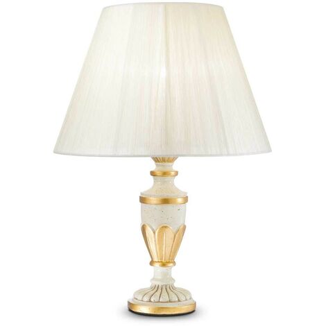 Ideal Lux Firenze - 1 leichte kleine Tischlampe Gold, Elfenbein, E14
