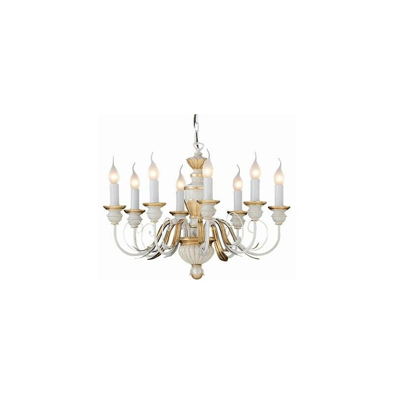 Ideal Lux Lighting - Ideal Lux Firenze - 8 Light Chandelier Ivory, Gold Finish, E14