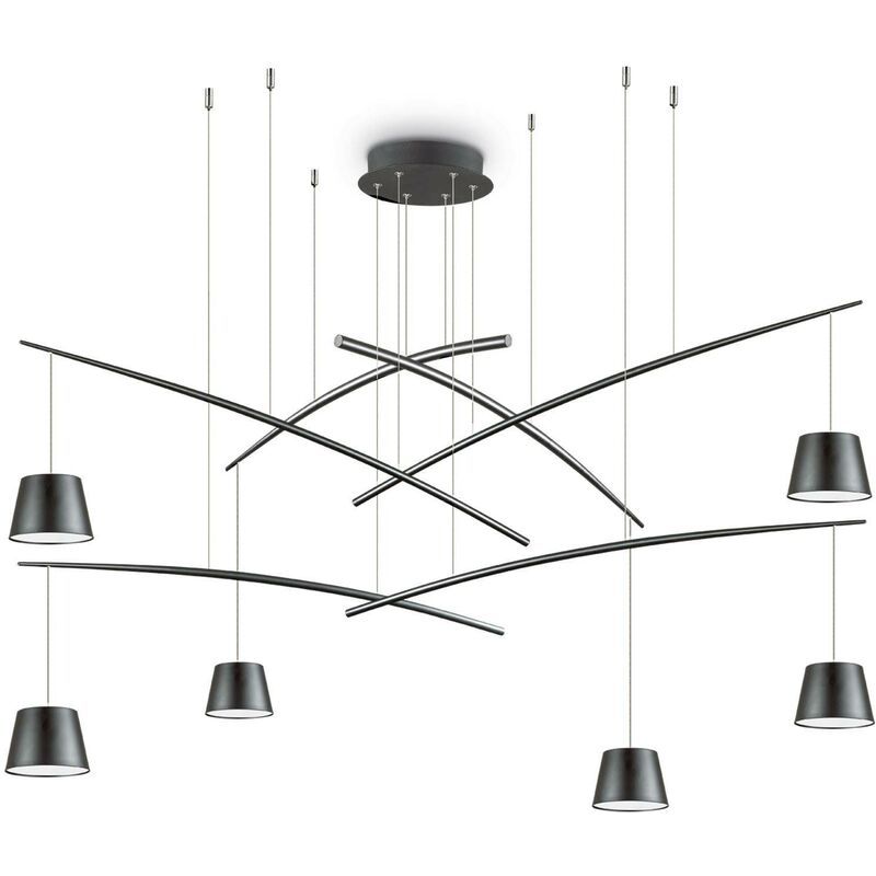 Fish - led 6 Light Cluster Ceiling Pendant Black - Ideal Lux