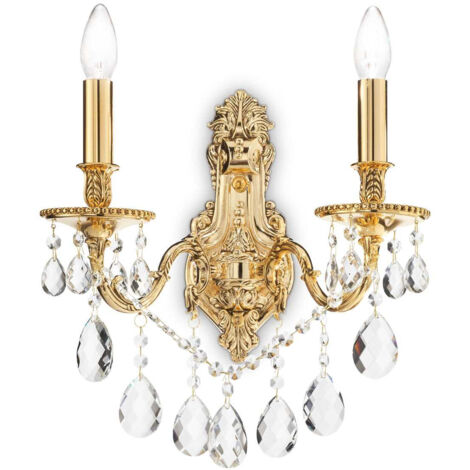 Ideal Lux Gioconda - 2 Light Indoor Candle Wandleuchte Gold mit Kristallen, E14