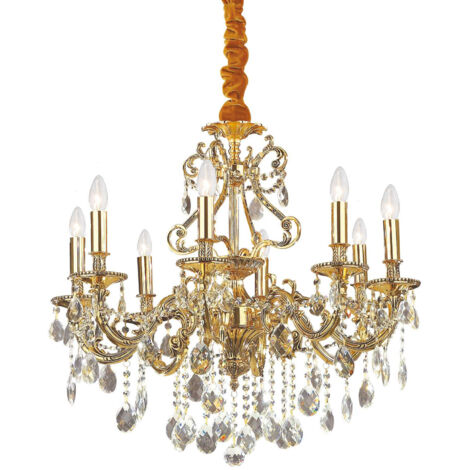 Ideal Lux Gioconda - 8 Light Crystal Chandelier Antik Gold Finish, E14