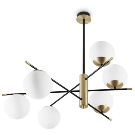 Ideal Lux GOURMET Plafonnier semi-affleurant à 6 bras globes multiples noir