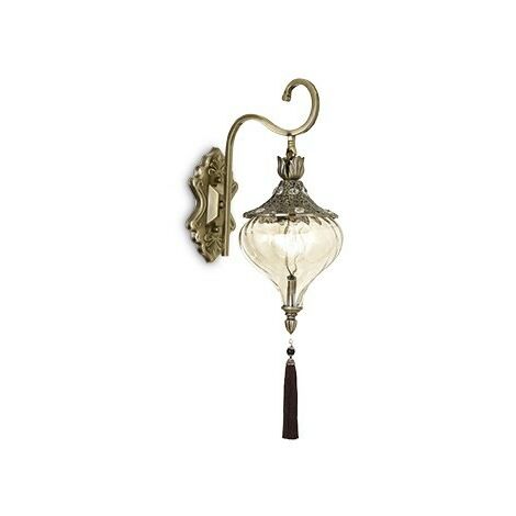Ideal Lux Harem - 1 Licht Innenglas Wandleuchte Antik Messing, Bernstein, E27