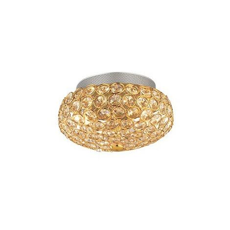 Ideal Lux King - 3 Light Small Ceiling Flush Light Gold, G9