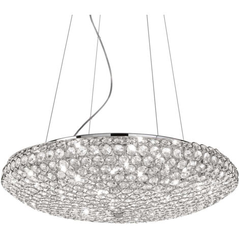 Ideal Lux King - Grand luminaire suspendu à 12 ampoules au fini chrome, G9