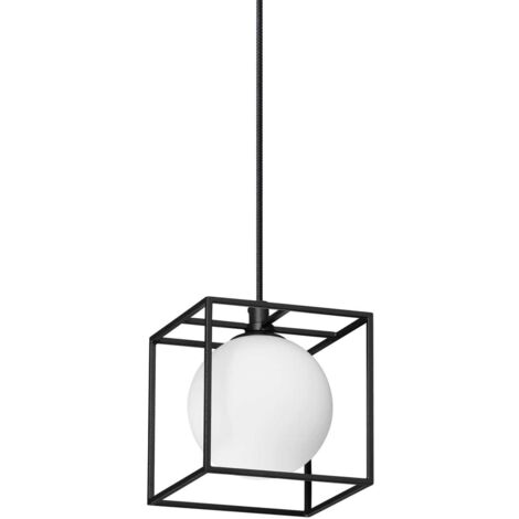 Ideal Lux LINGOTTO Hängeleuchte mit Drahtgestell, mattschwarz, Messing