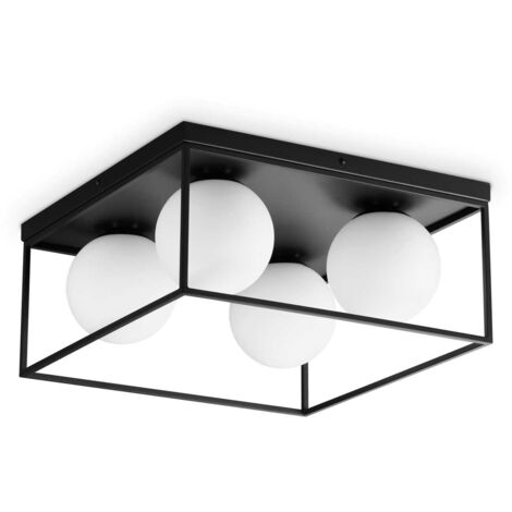 Ideal Lux LINGOTTO Plafonnier Globe à 4 Lumières Noir