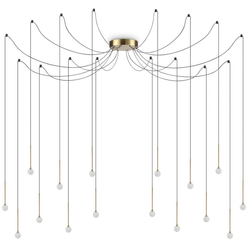 Lucciola 16-flammige LED-Cluster-Pendel-Deckenleuchte Messing, 3000 k, nicht dimmbar - Ideal Lux