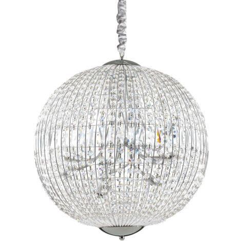 Ideal Lux Luxor - Grand plafonnier à 12 ampoules au fini chrome avec cristaux, G9
