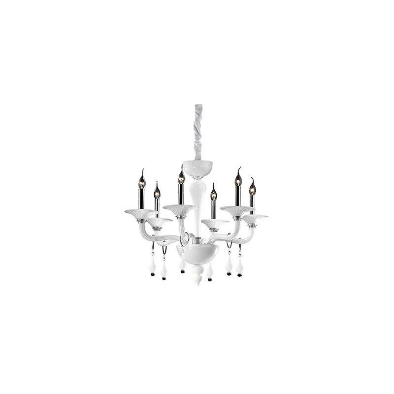 Ideal Lux Lighting - Ideal Lux Miramare - 6 Light Chandelier White Finish, E14