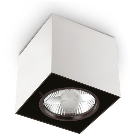 Ideal Lux Mood - Downlight à 1 lumière, petit carré, monté en surface, blanc, GU10