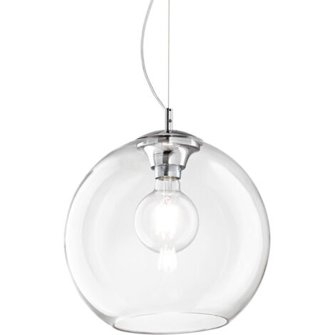 Ideal Lux Nemo Clear - Luminaire suspendu grand globe à 1 ampoule transparent, E27