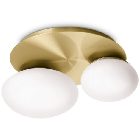 Ideal Lux NINFEA Plafonnier DecoratiGlass Rond à 2 Lumières Laiton