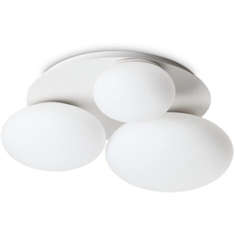 Ideal Lux NINFEA Plafonnier Rond DecoratiGlass 3 Lumières Blanc
