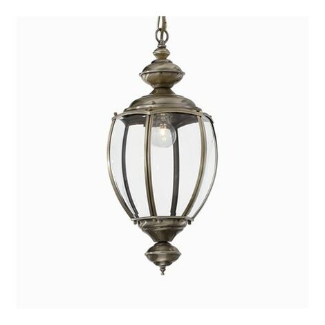 Ideal Lux Norma - Suspension lanterne à 1 ampoule en laiton antique, verre transparent, E27