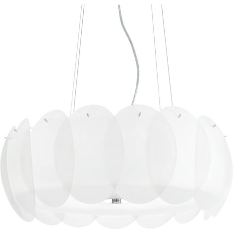 Ideal Lux Ovalino - Grand plafonnier à 8 ampoules blanc, E27