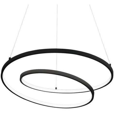 Ideal Lux OZ Dimmbare Swirl 60cm integrierte LED-Pendel-Deckenleuchte Schwarz, 3000K