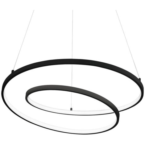 Ideal Lux OZ Dimmbare Swirl 80cm integrierte LED-Pendel-Deckenleuchte Schwarz, 3000K