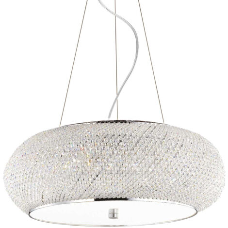 Ideal Lux Pasha' - 10 Licht Decke Anhänger Chrom mit Kristallen, E14