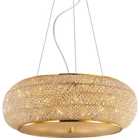Ideal Lux Pasha' - 10 Licht Decke Anhänger Gold mit Kristallen, E14