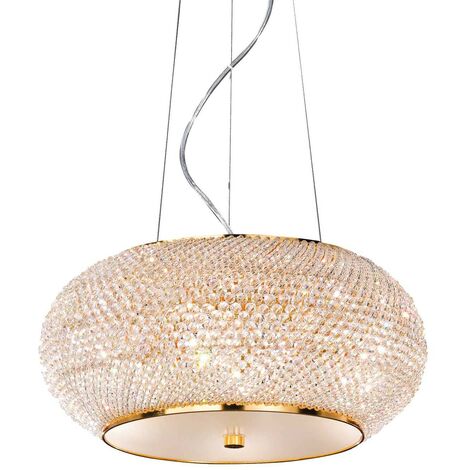 Ideal Lux Pasha' - 6 Licht Decke Anhänger Gold mit Kristallen, E14