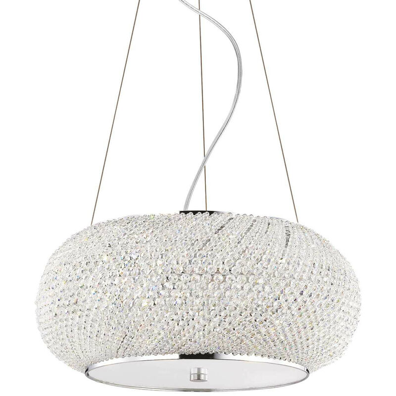 Ideal Lux Lighting - Ideal Lux Pasha' - 6 Light Ceiling Pendant Chrome with Crystals, E14