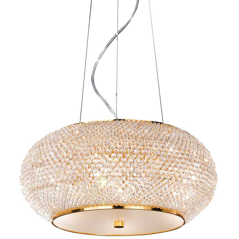 Pasha' - 6 Light Ceiling Pendant Gold With Crystals, E14 - Ideal Lux