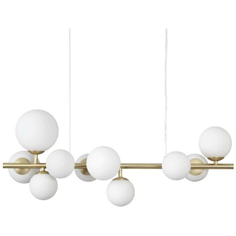 Ideal Lux PERLAGE 10 Light Linear Globe Pendelleuchte Messing