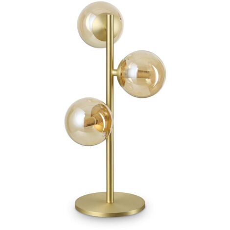 Ideal Lux PERLAGE 3-flammige Globus-Tischlampe aus Messing