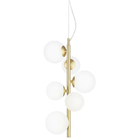 Ideal Lux PERLAGE 6 Light Globe Pendel-Deckenleuchte Messing