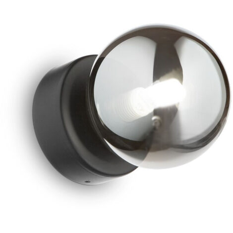 Ideal Lux PERLAGE Applique Noire, Avec Abat-Jour En Verre