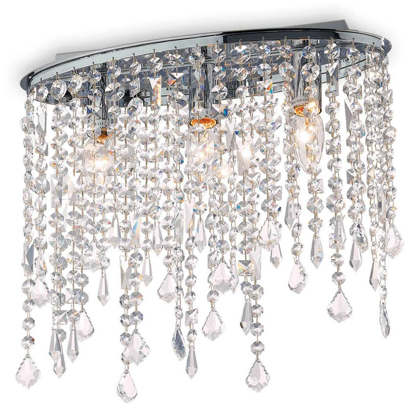 

Ideal Lux Rain Clear - Lámpara de techo pequeña de 3 luces, cromada, E14