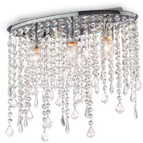 Ideal Lux Rain Clear - Plafonnier à 3 ampoules, petit, chrome, E14